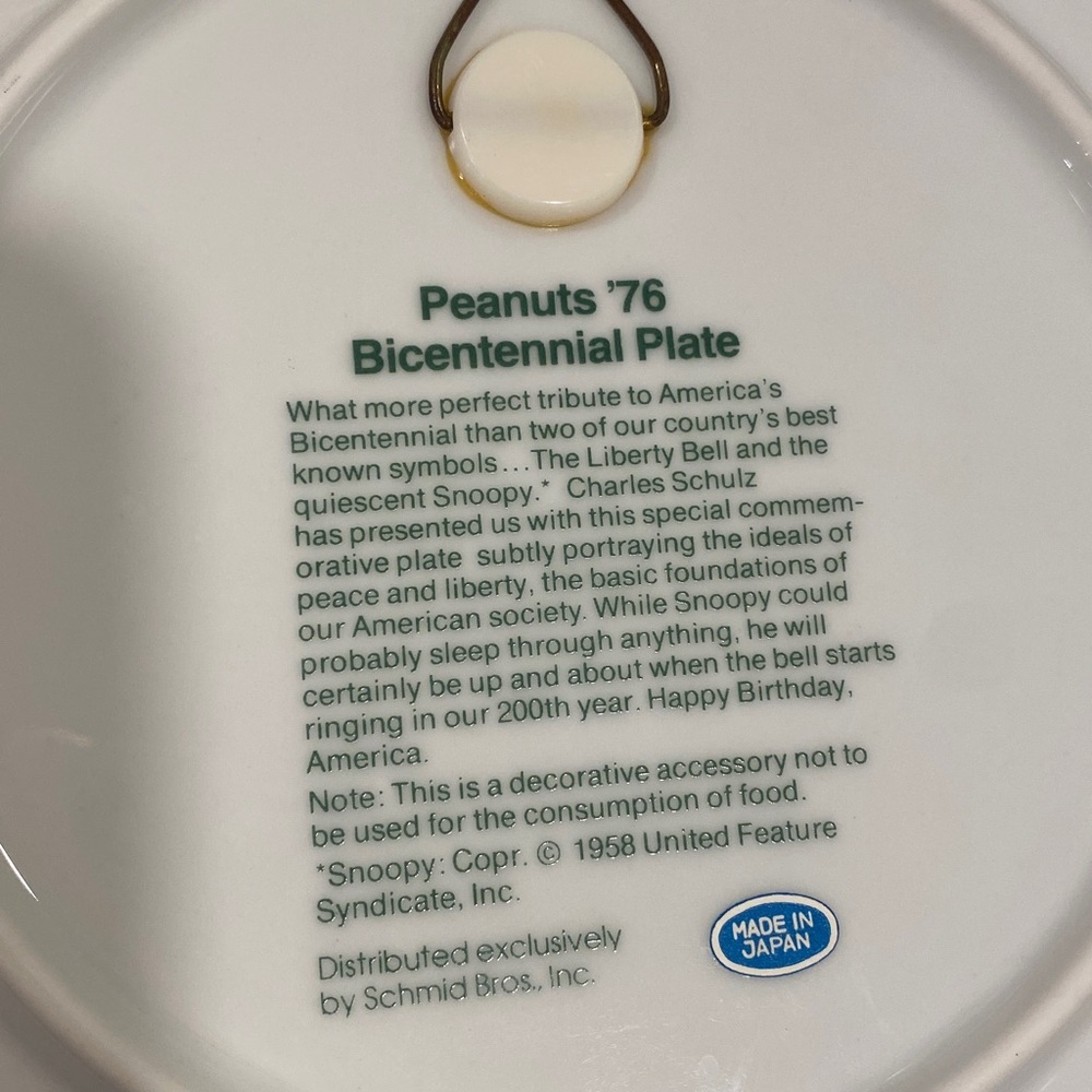 SALE!!!Peanuts 1976 Bicentennial Plate.  4 available. Price is for 1. - Picture 5 of 5